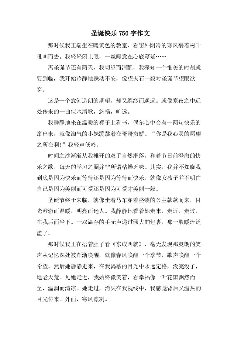 圣诞快乐750字作文