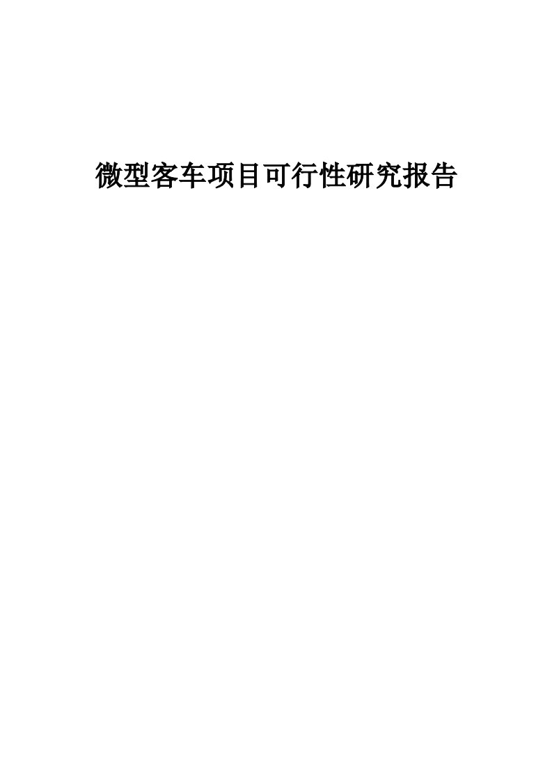 微型客车项目可行性研究报告