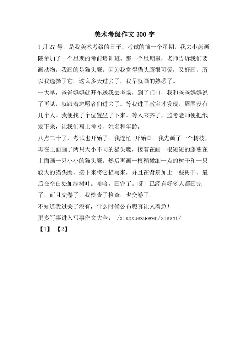 美术考级作文300字