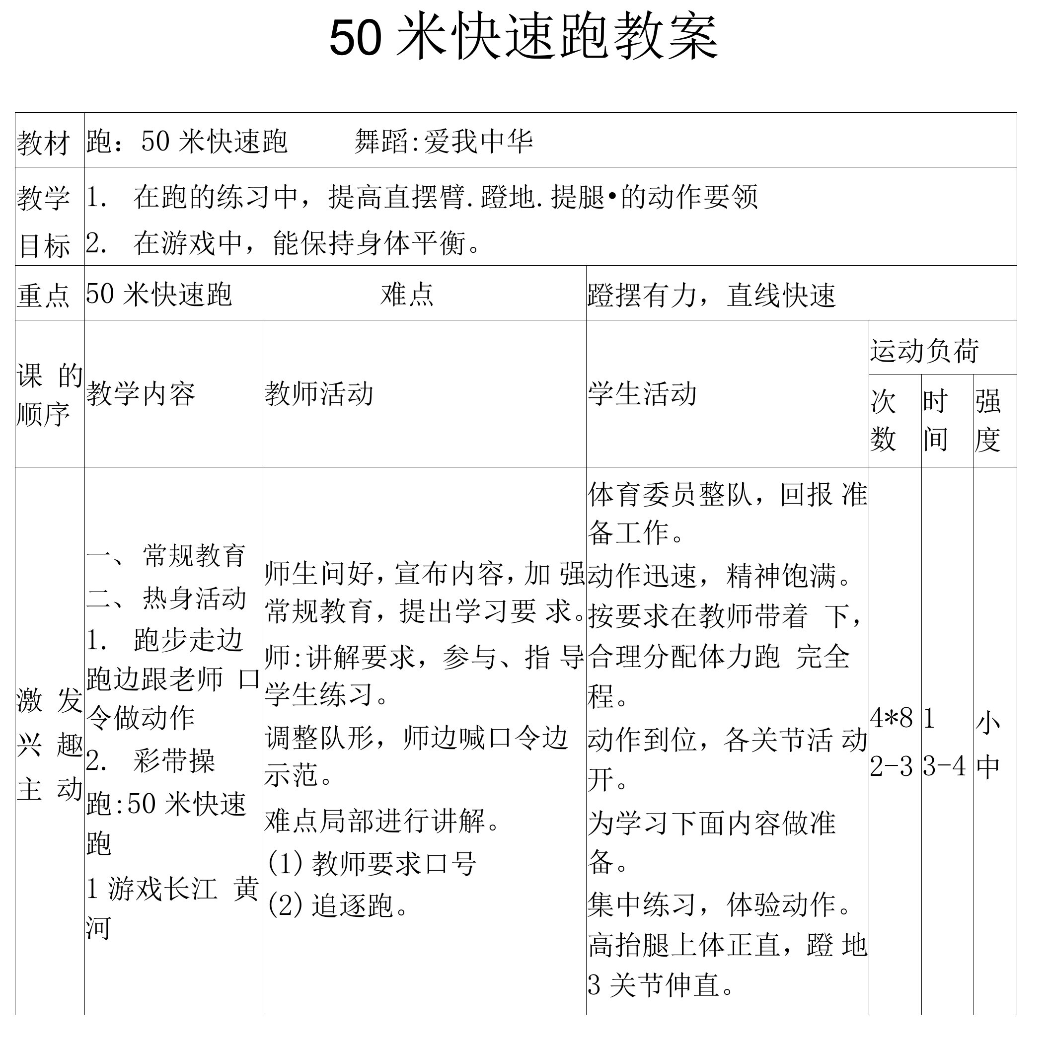 50米快速跑教案[4]