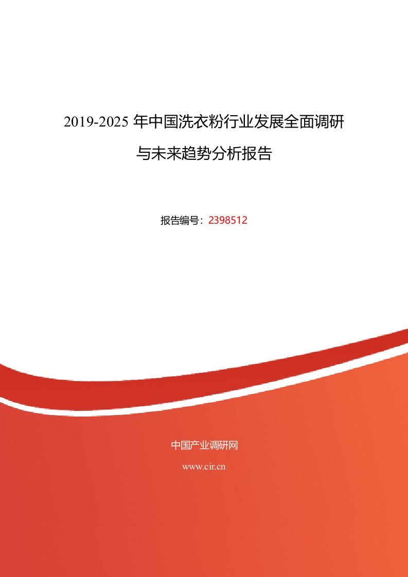 2019年洗衣粉行业现状及发展趋势分析报告-目录