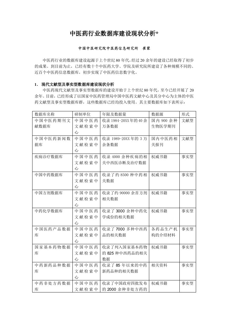 行业分析-中医药行业数据库建设现状分析