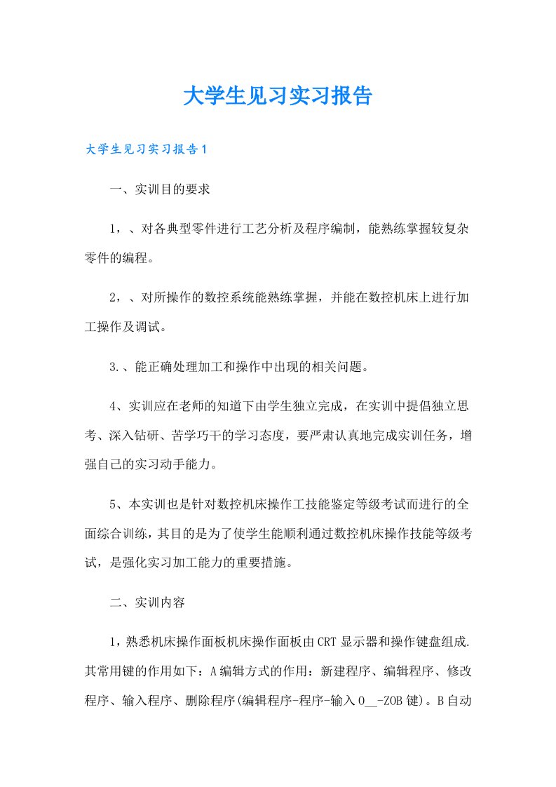 大学生见习实习报告