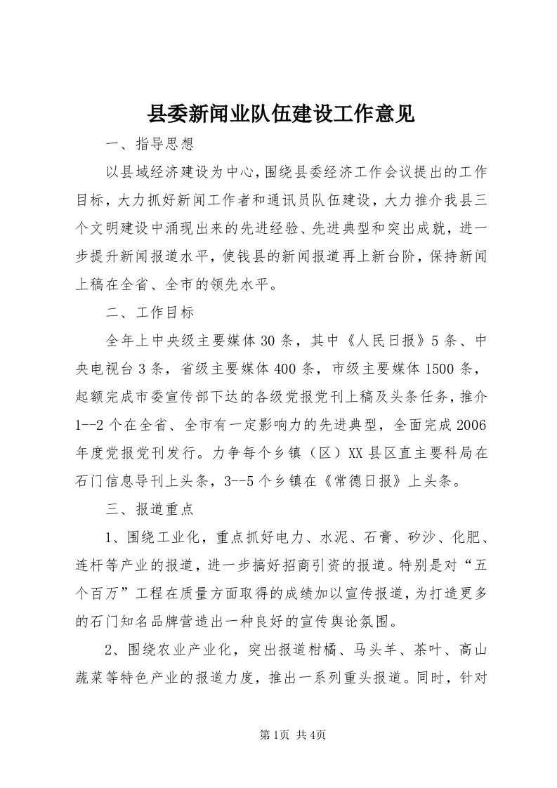 6县委新闻业队伍建设工作意见