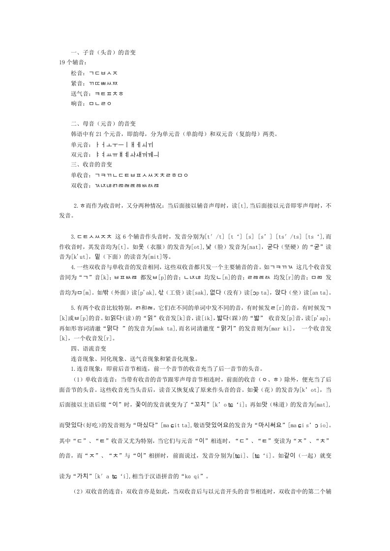 韩语基础学习总结