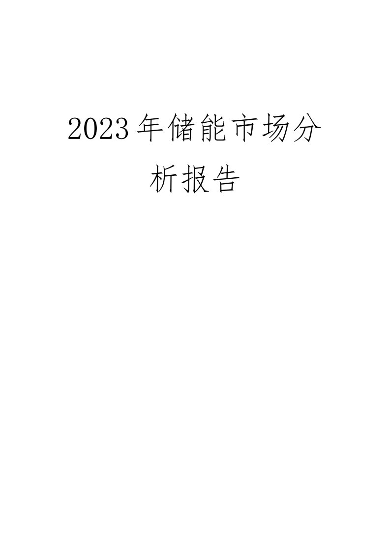 2023年储能市场分析报告