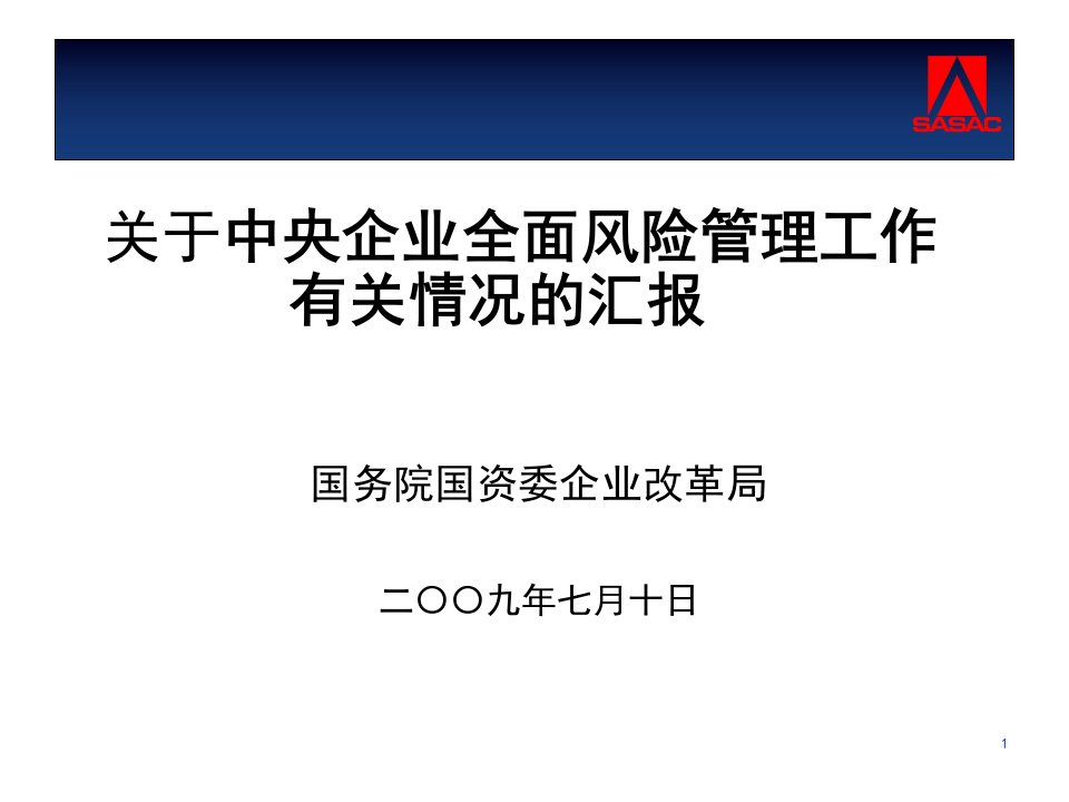 熊博士关于全面风险管理的汇报