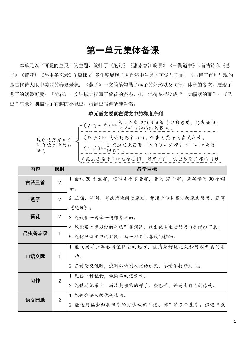 部编人教版三年级语文下册《1.古诗三首》精美教案