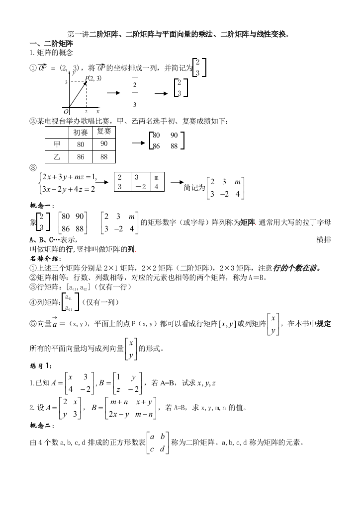 二阶矩阵二阶矩阵