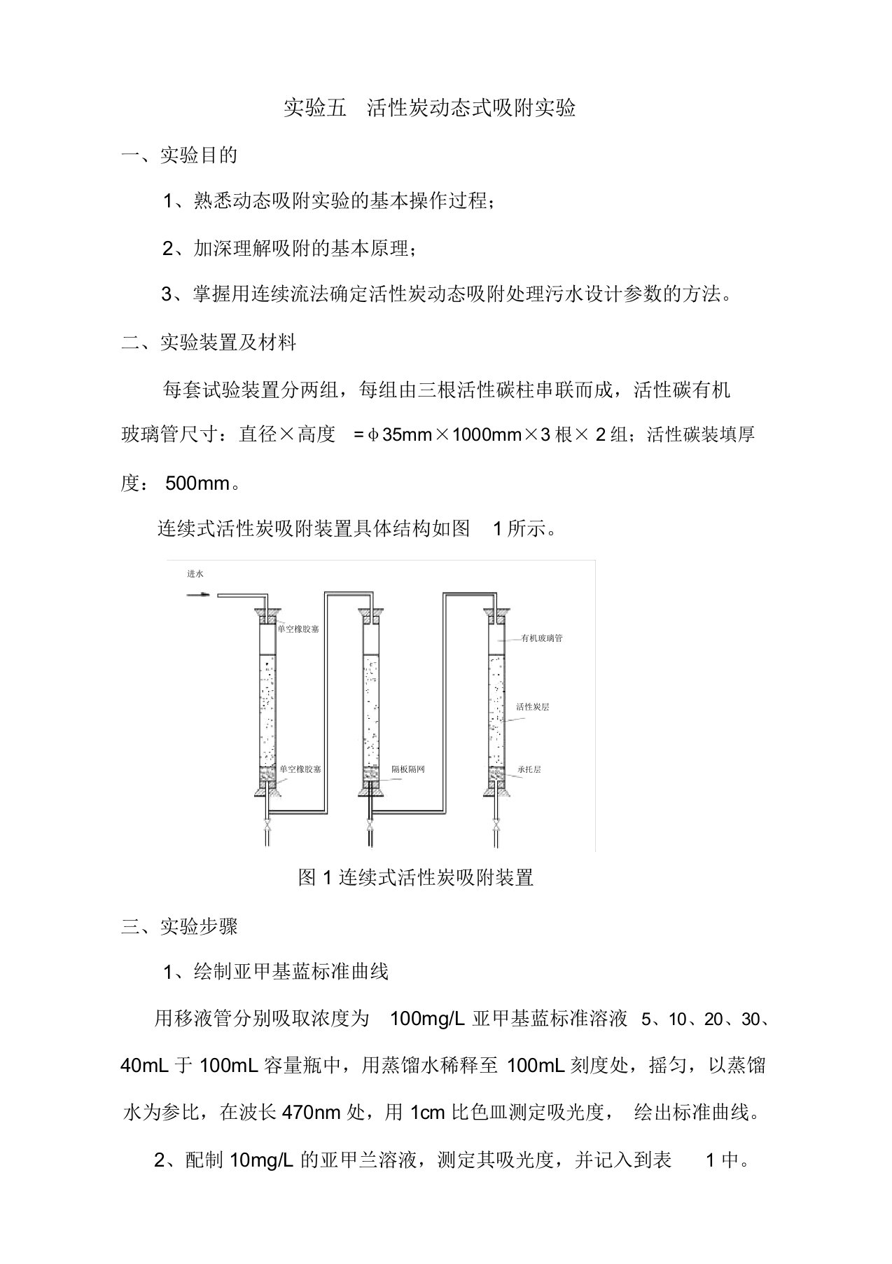 实验十活性炭动态吸附实验装置