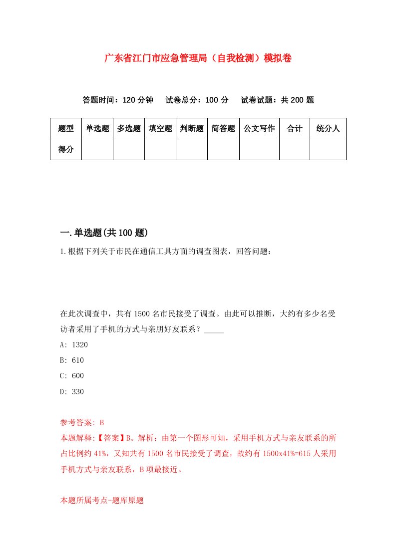 广东省江门市应急管理局自我检测模拟卷第4卷