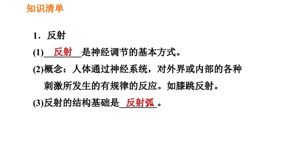 人教版七年级下册生物第六章4.6.3神经调节的基本方式课件