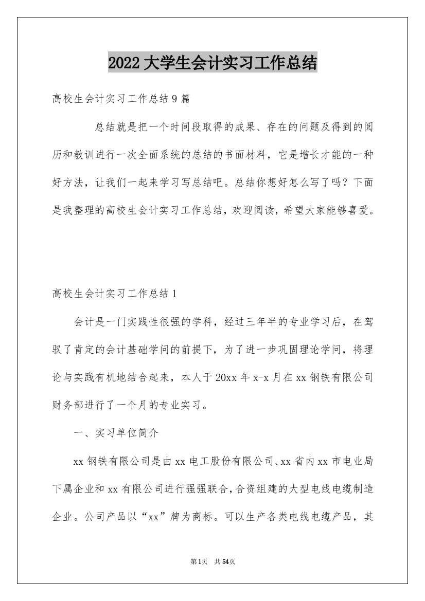 2022大学生会计实习工作总结_9