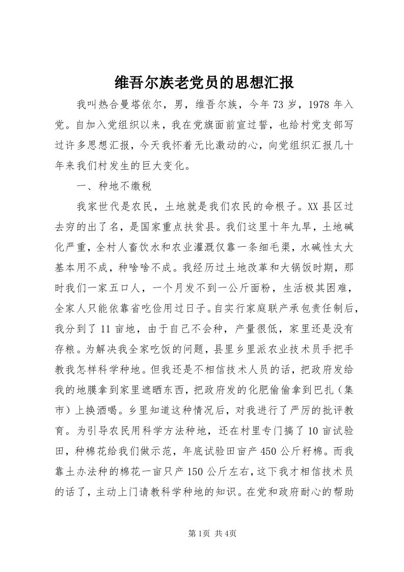 6维吾尔族老党员的思想汇报