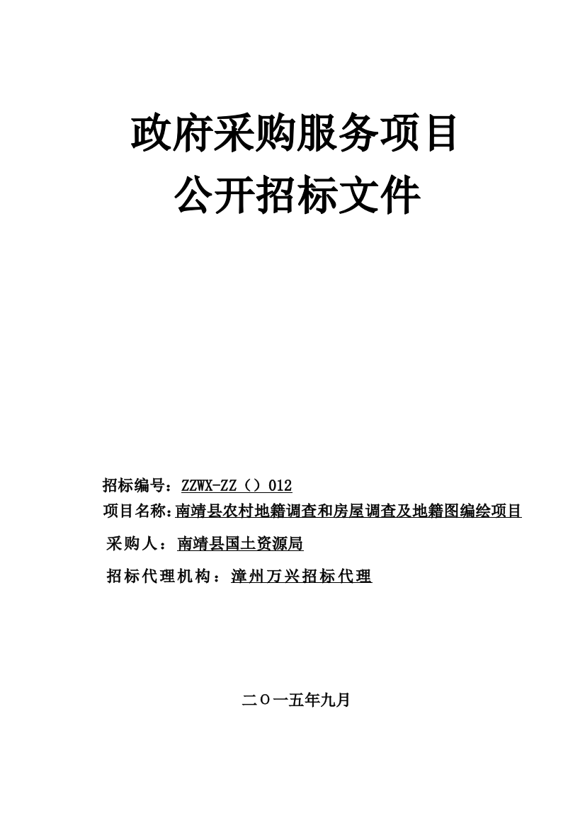 政府采购服务项目公开招标文件模板