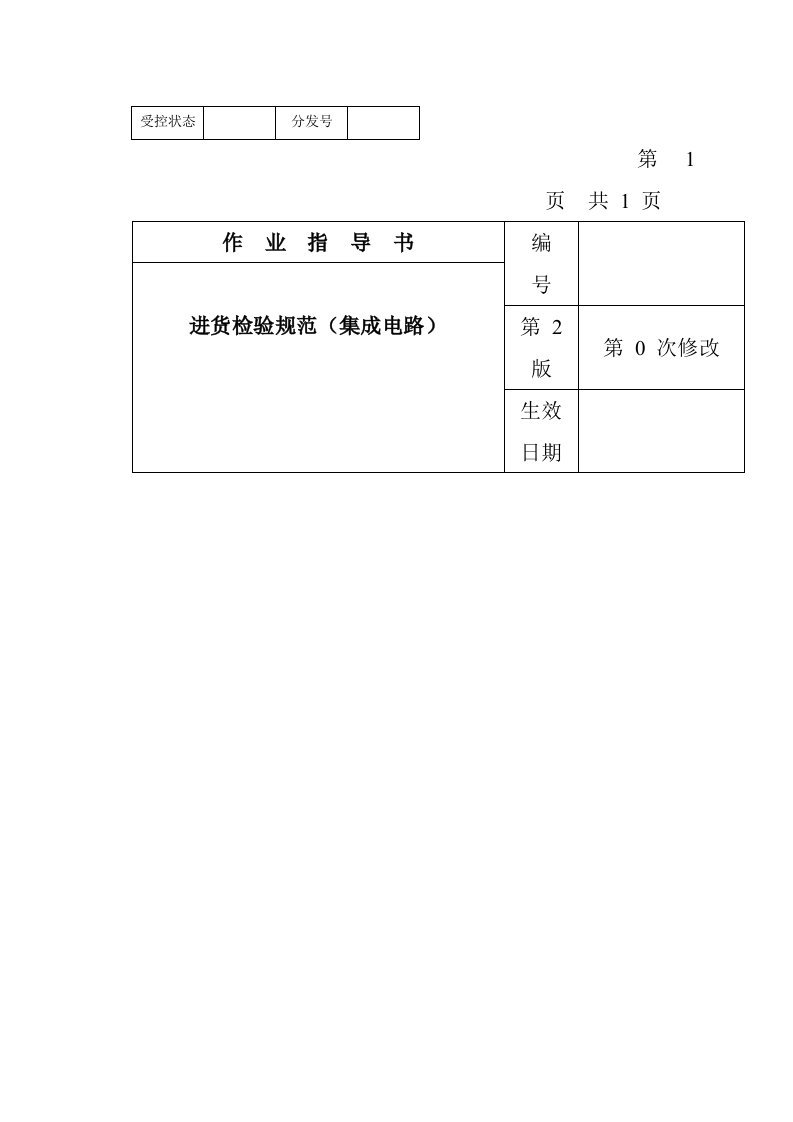 电子行业-某电子公司进货检验规范作业指导书集成电路