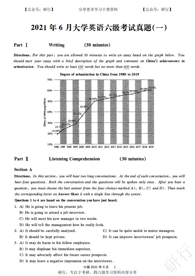 2021.06六级真题第1套