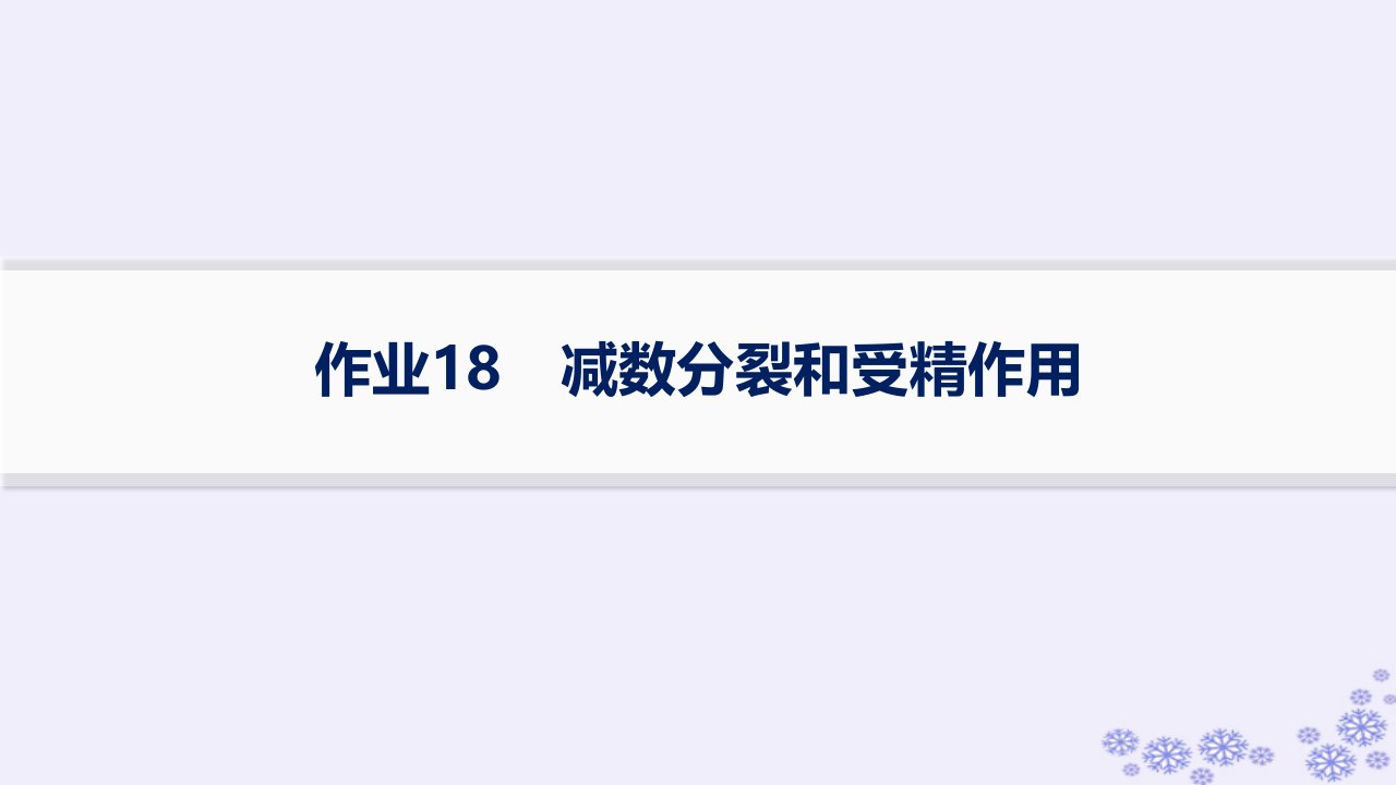 适用于新高考新教材浙江专版2025届高考生物一轮总复习第3单元细胞的生命历程作业18减数分裂和受精作用课件浙科版