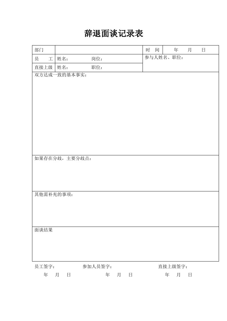 精品文档-辞退面谈记录表