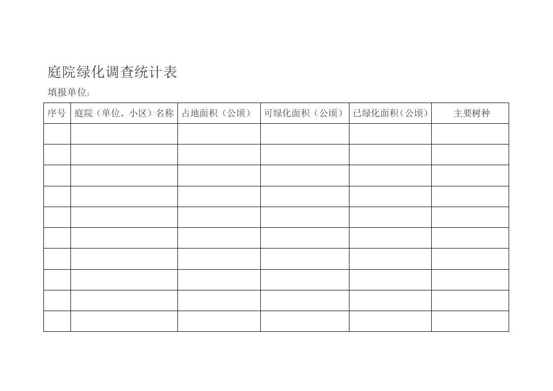 庭院绿化调查统计表