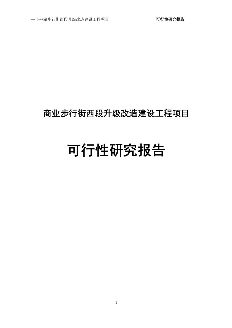 商业步行街西段升级改造建设工程项目可行性研究报告