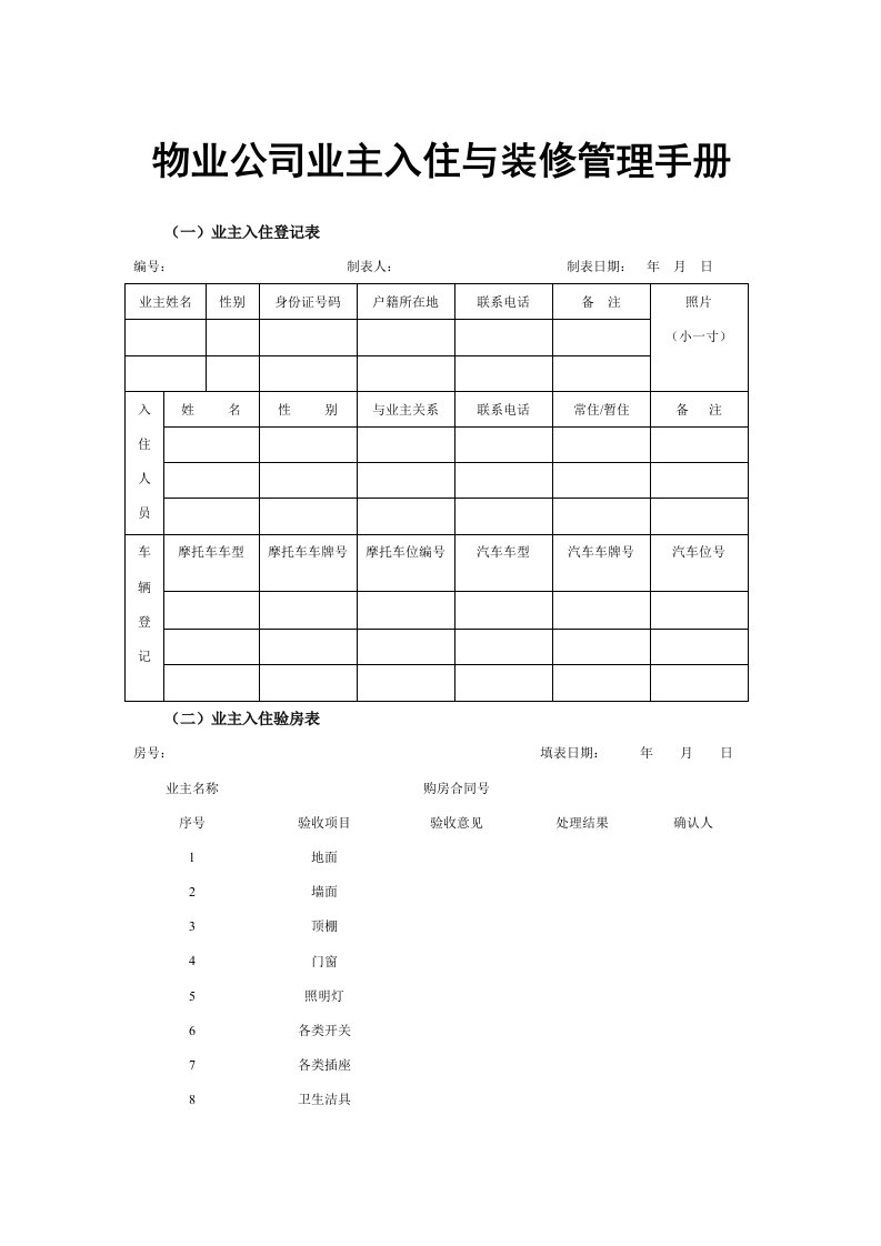 物业公司业主入住与装修管理手册