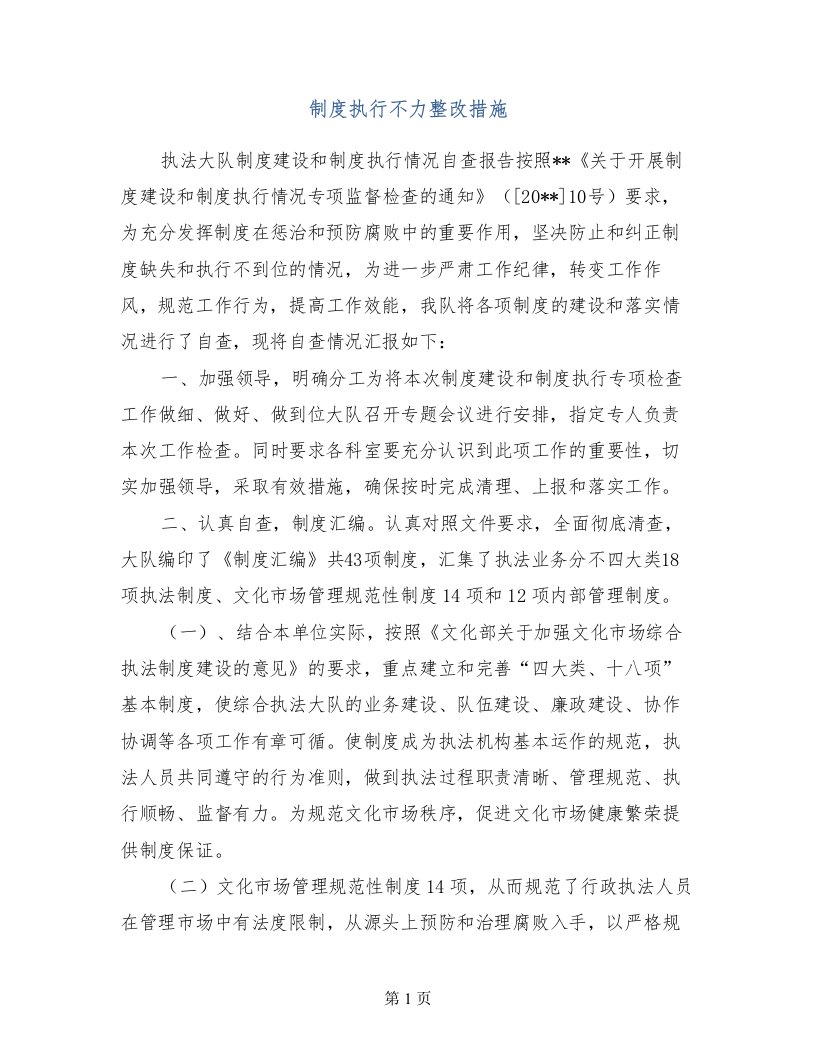 制度执行不力整改措施