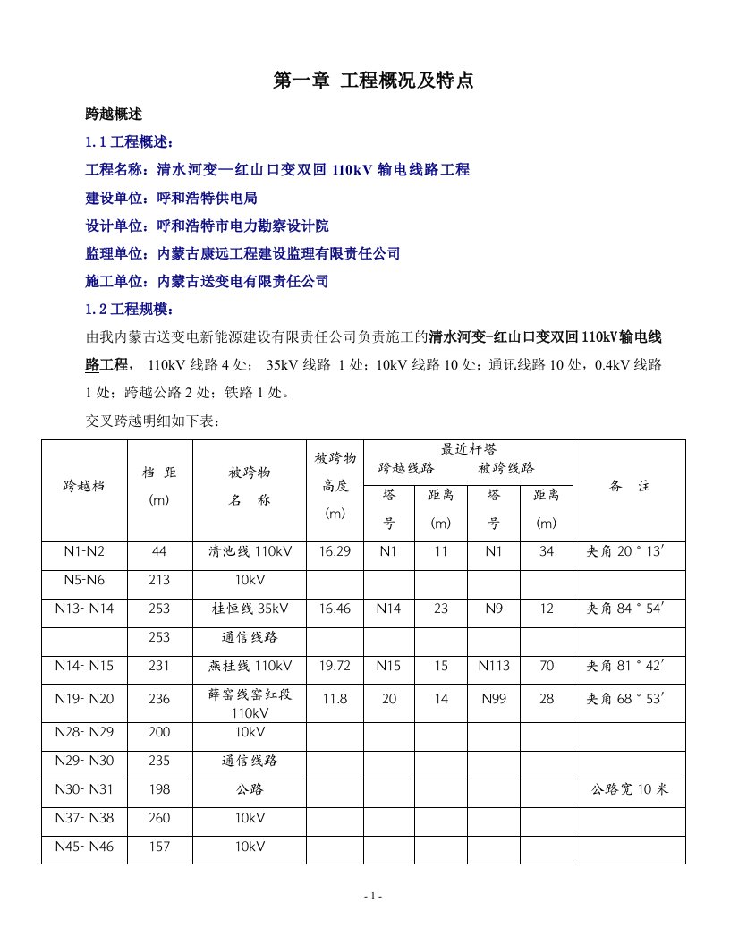 清水河变红山口变送电线路跨越方案