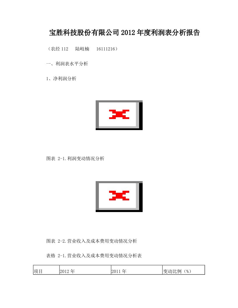 ijzAAA宝胜科技股份有限公司2012年度利润表分析报告