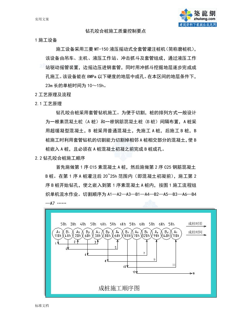 钻孔咬合桩施工高质量控制要点