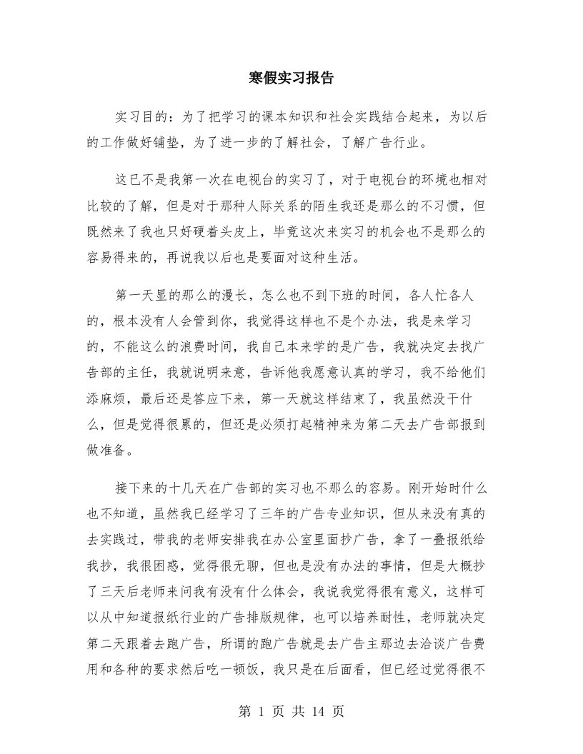 寒假实习报告