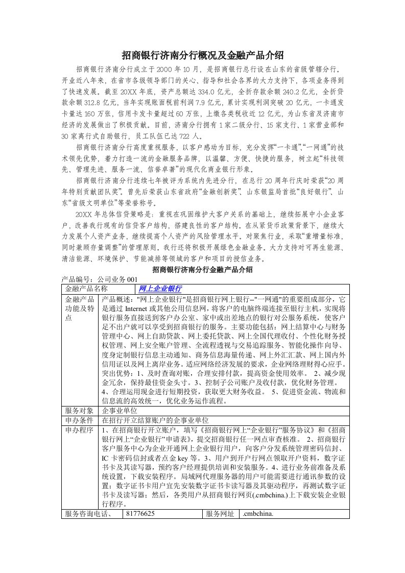 金融保险-招商银行金融产品介绍