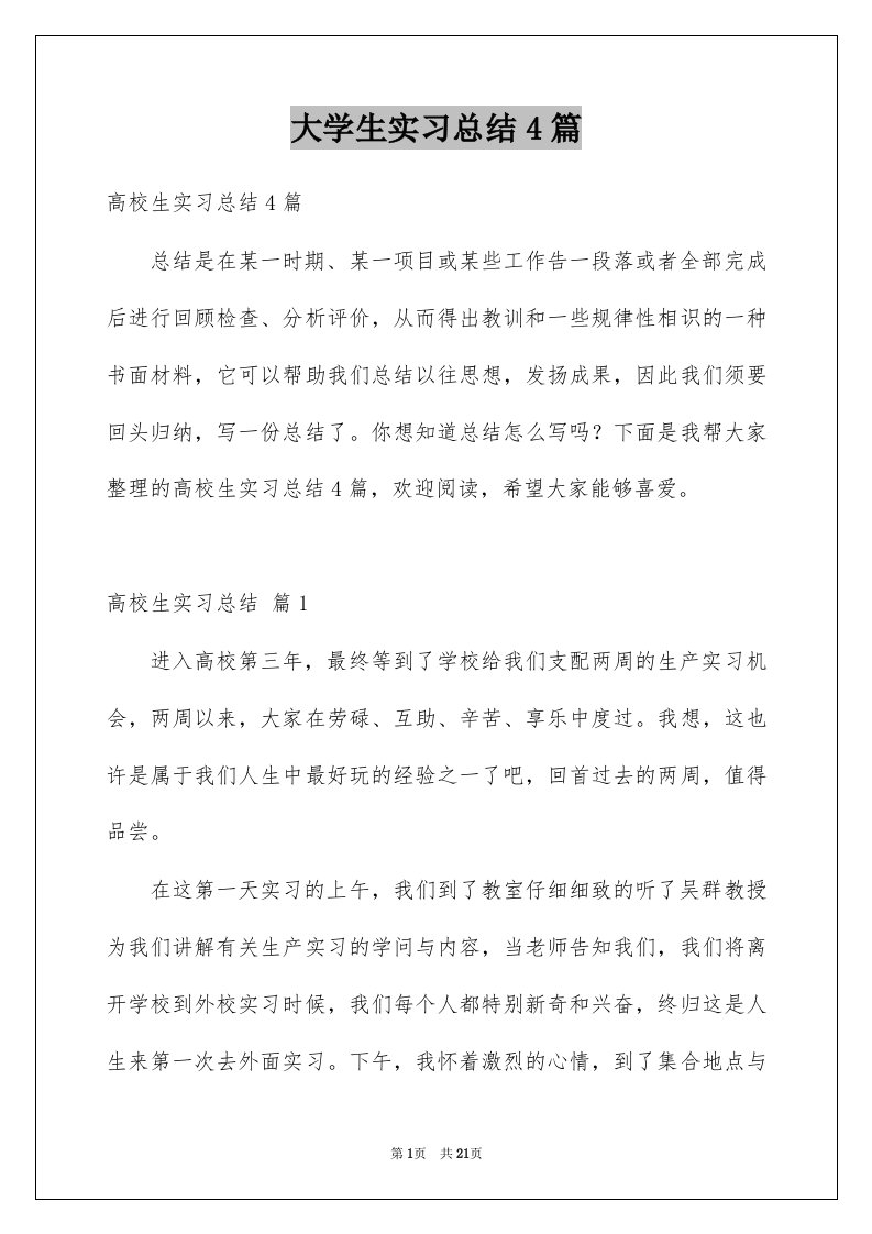 大学生实习总结4篇精选