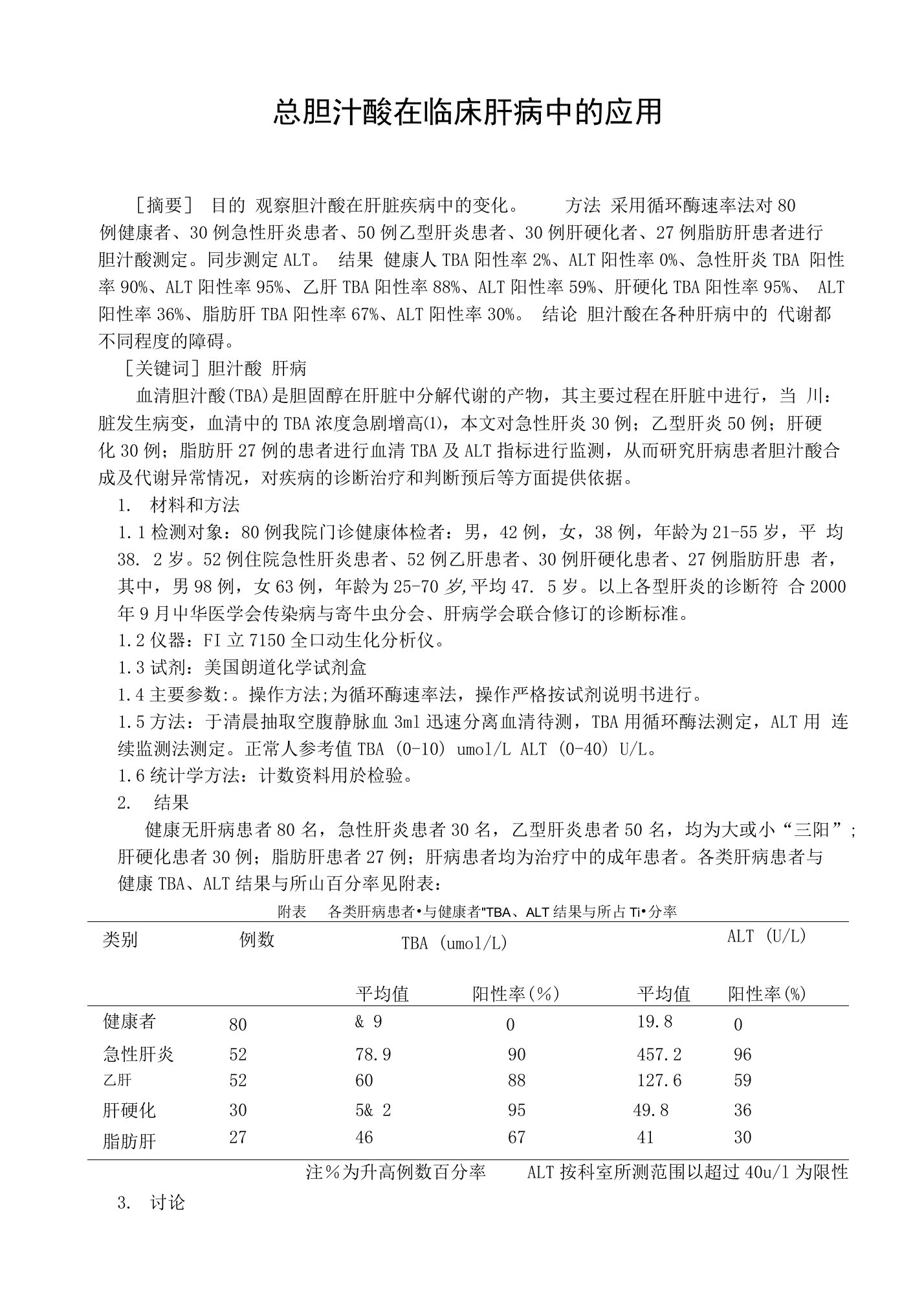 总胆汁酸在临床肝病中的应用