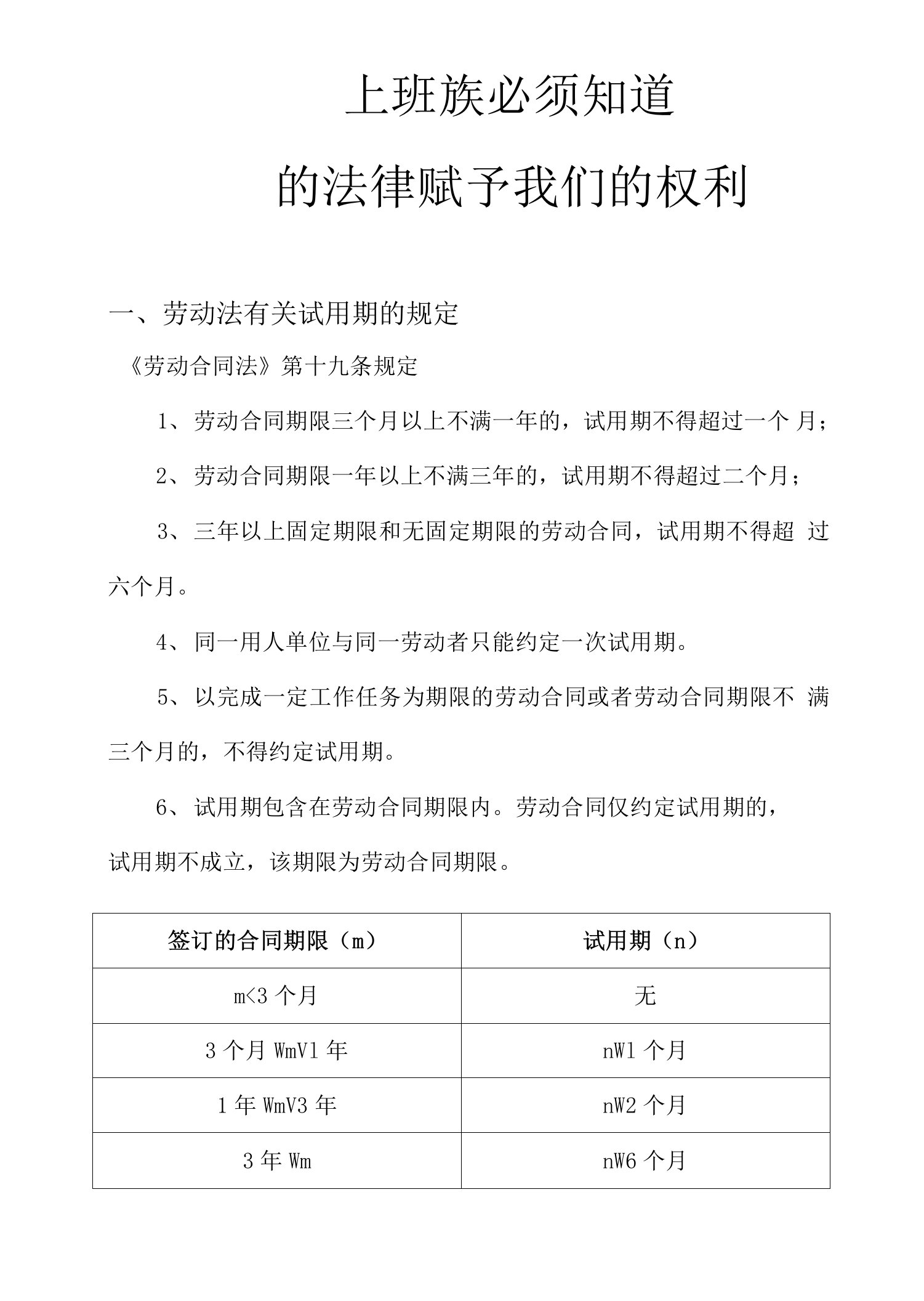 上班族必须知道的法律赋予我们的权利