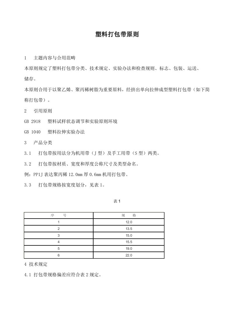 2021年塑料打包带统一标准