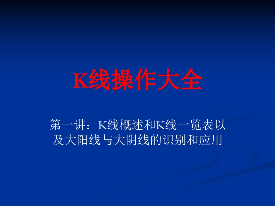 K线操作大全第一讲：K线概述和K线一览表以及大阳线与大阴线的识别和应用