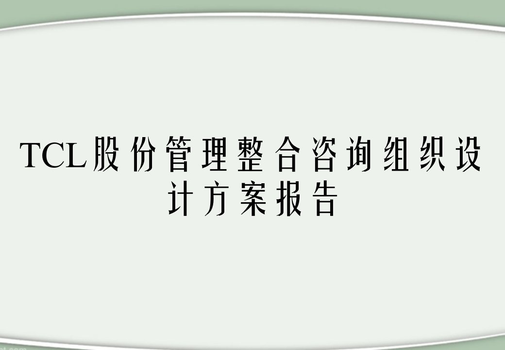 TCL股份有限公司管理整合咨询组织设计方案报告