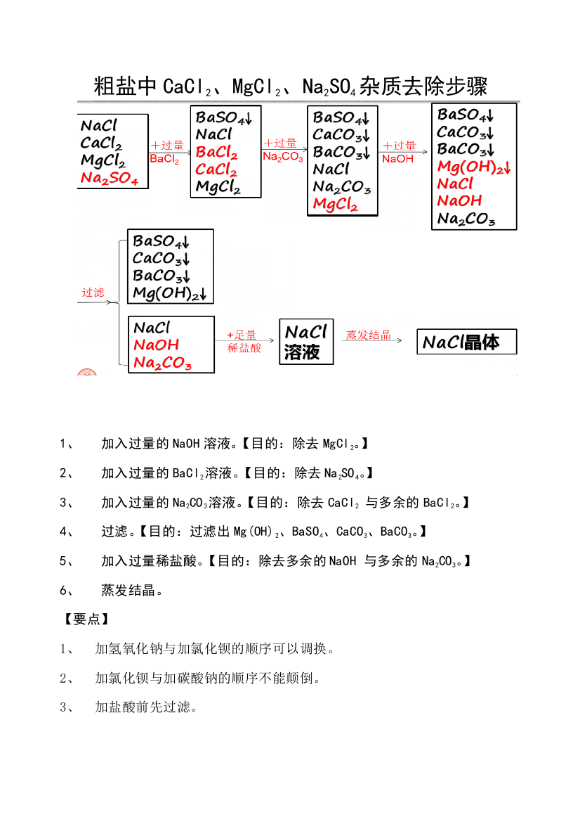 粗盐中可溶性杂质的去除方法专题训练(无答案)