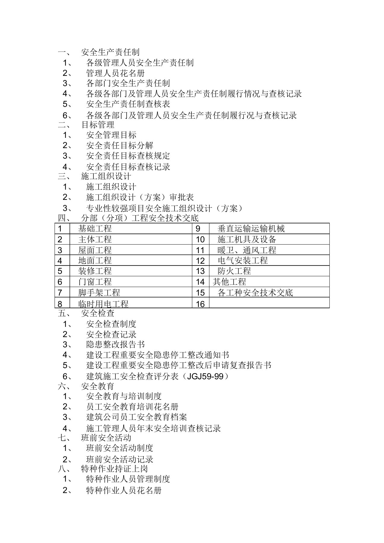 安全资料十三项