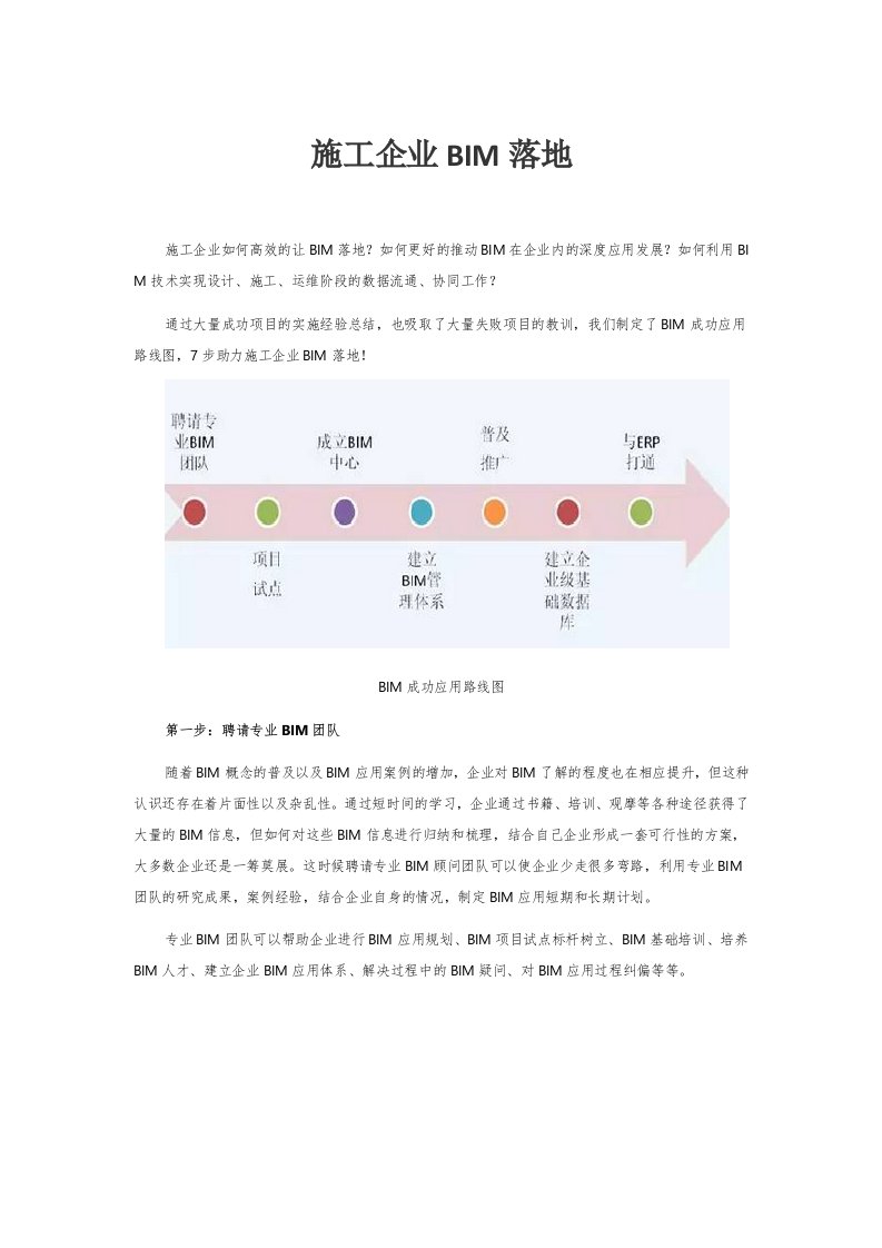 施工企业BIM落地思路规划