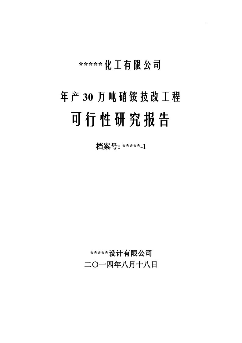 2015年产30万吨硝铵技改工程可行性研究报告