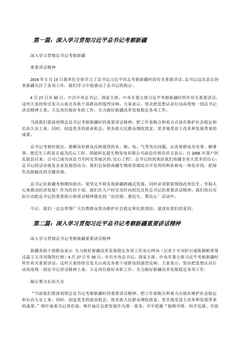 深入学习贯彻习近平总书记考察新疆[修改版]