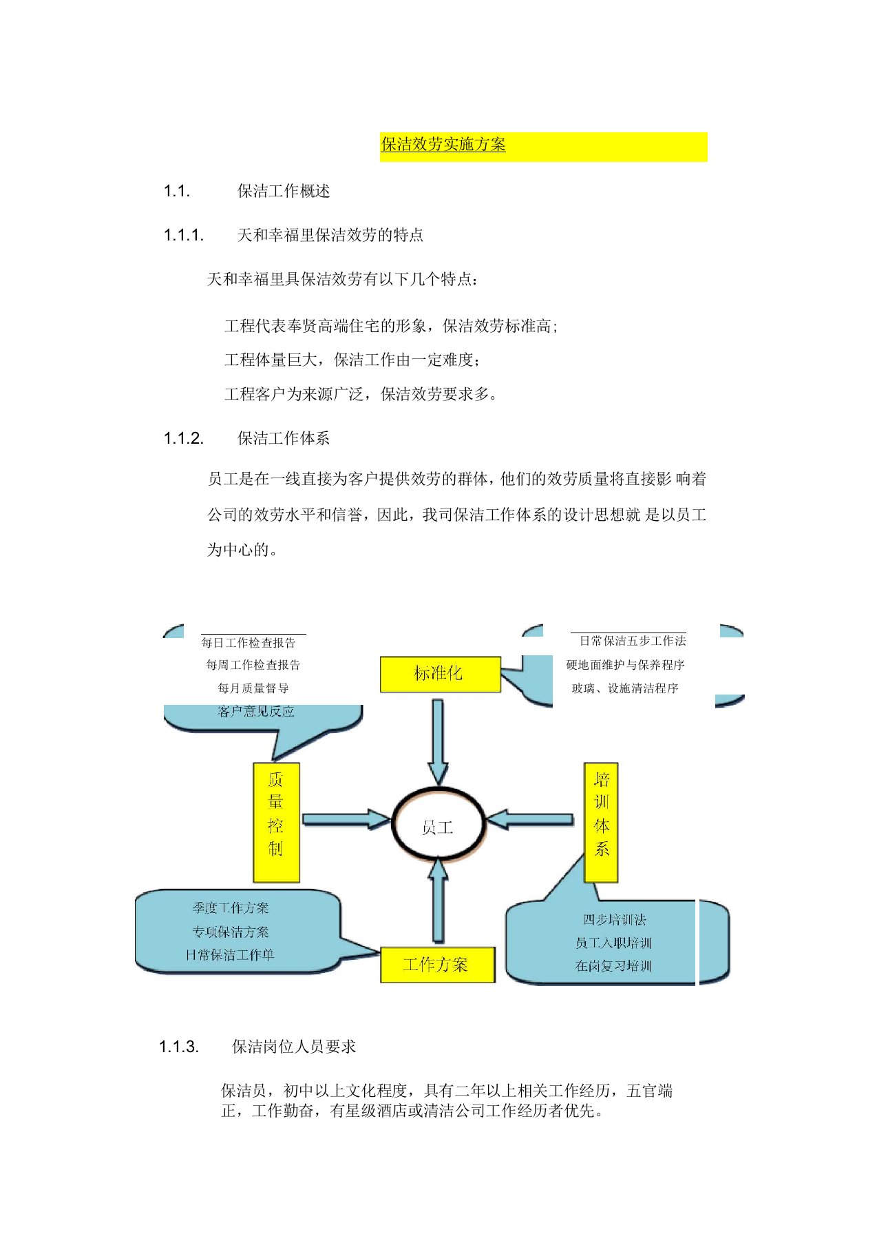 保洁服务实施方案实施计划书