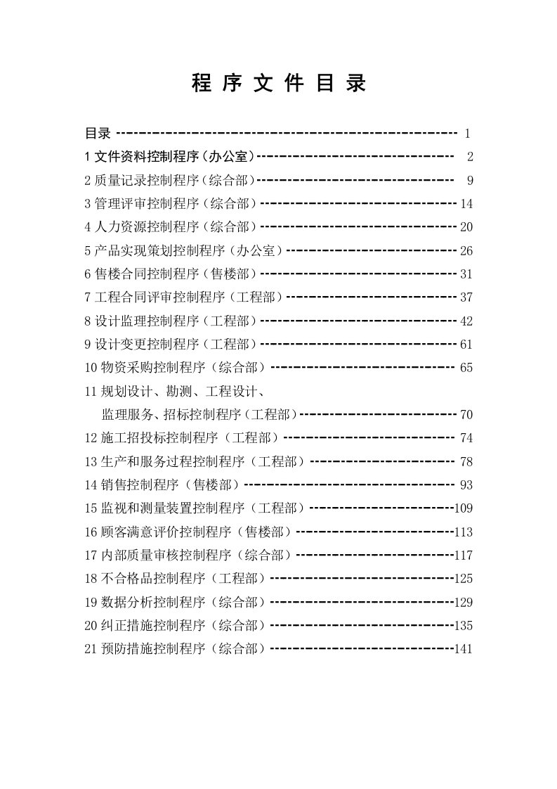 管理知识-某房地产公司开发管理程序文件120页