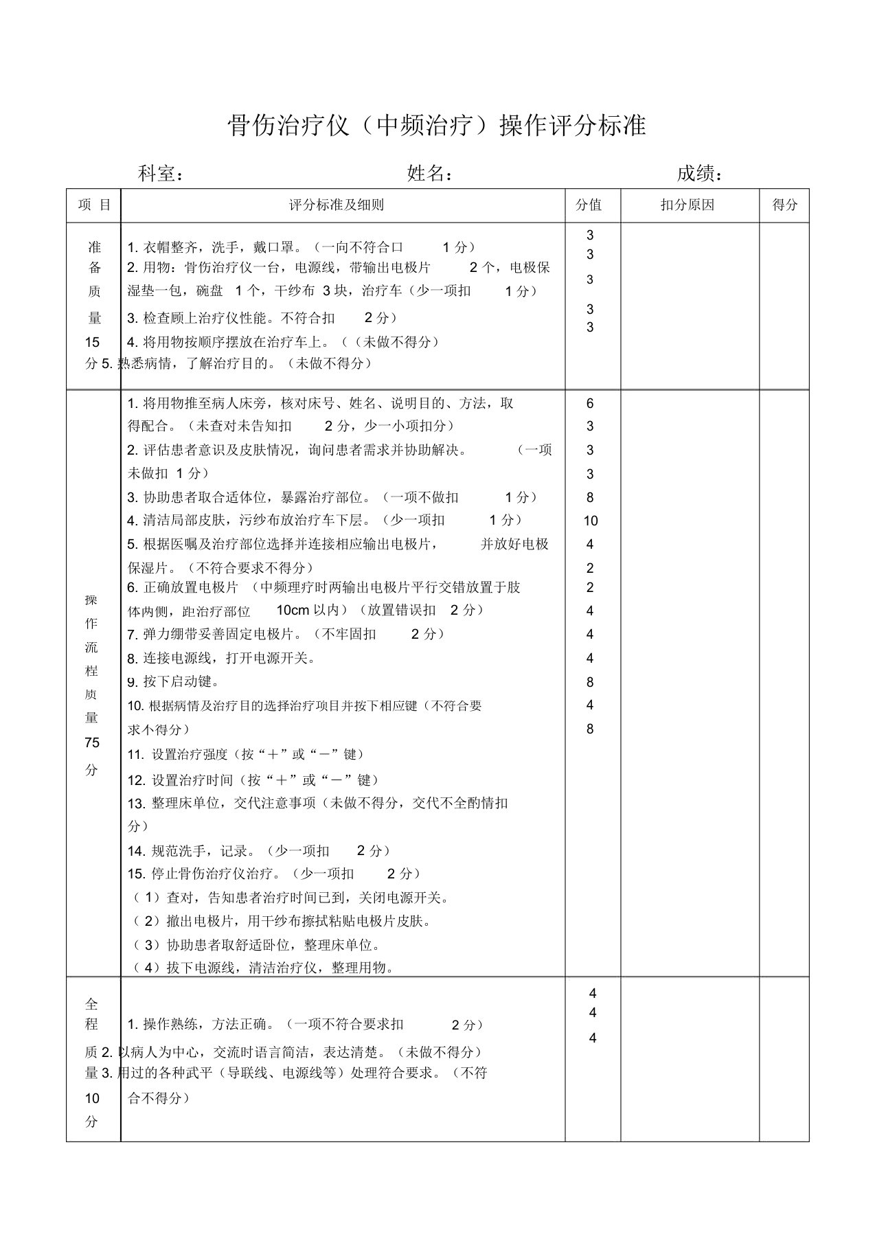 骨伤治疗仪操作标准