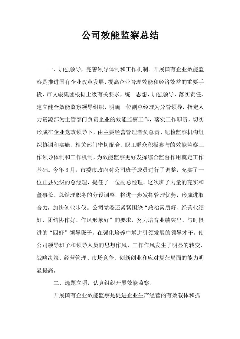 公司效能监察总结0