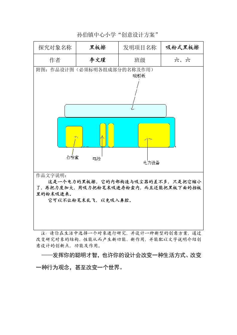 小学生创意设计报告