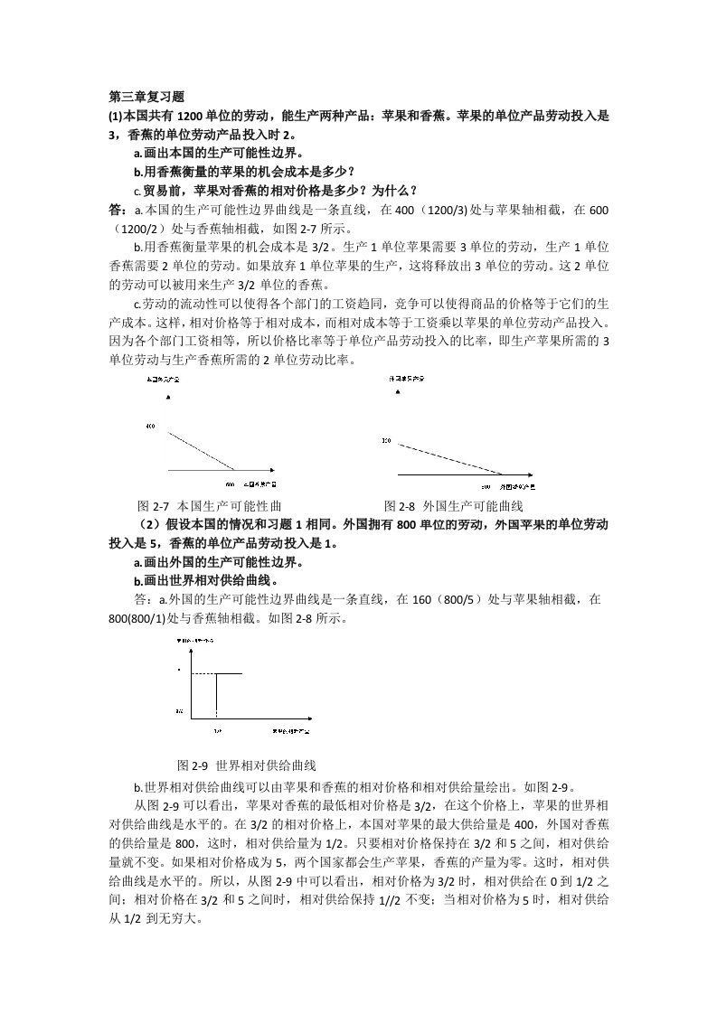 国际经济学课后答案(word版)