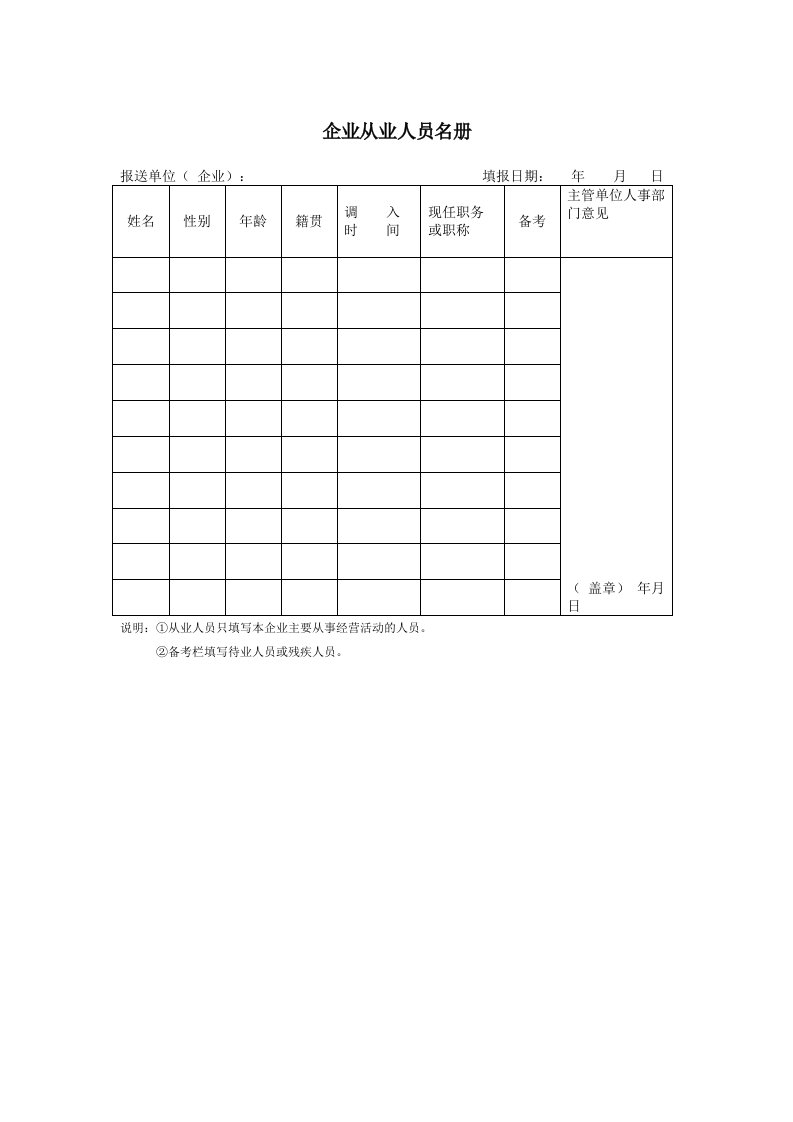 员工管理-企业从业人员名册